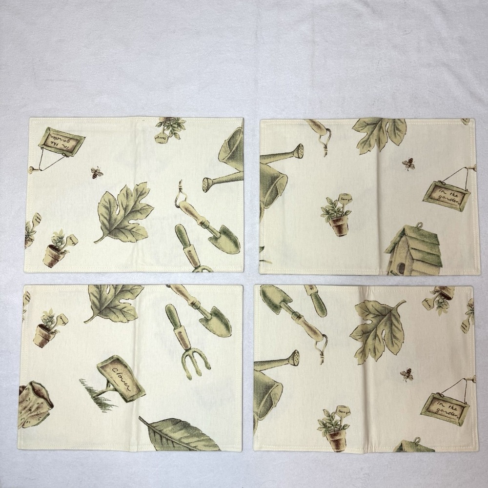 Pfaltzgraff Naturewood Placemats Set Of 4 Garden Leaves Birdhouse 12" X 17"